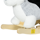Qaba - Cheval à bascule en peluche pour enfants, balançoire jouet en peluche forme husky - gris-Matériau : bois de peuplier, métal, peluche (100 % polyester), coton PP 