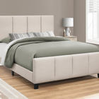 Monarch Specialties 6026Q Queen Size Bed - Beige Linen-Product dimensions: 50"H x 88"L x 64.25"W
