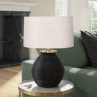 Monarch Specialties - Luminaire - 25 po H Lampe De Table - Béton Noir - Abat-Jour Ivoire / Crème - Contemporain-L'interrupteur rotatif à 3 voies permet de brancher une seule ampoule (non incluse) d'une puissance maximale de 100 W/120 V, ce qui vous permet de régler l'ambiance lumineuse pour éclairer ou assombrir instantanément la pièce