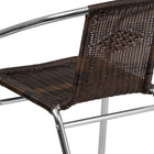 Flash Furniture – Chaise empilable commerciale en rotin brun foncé, int/ext, tubulure aluminium (TLH020)-Appuis-bras intégrés