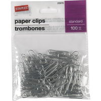 Staples - Trombones recouverts de vinyle standards, argent, paquet de 100-Trombones en vinyle qui glissent facilement