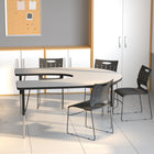 Flash Furniture – Table d’activités fer à cheval en stratifié thermofusionné 60 x 66 po, pattes à hauteur réglable, gris-Bande de bordure noire