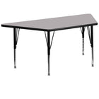 Flash Furniture 30''W x 60''L Trapezoid Activity Table with Thermal Fused Top and Height Adjustable Pre-School Legs, Grey-Grey Laminate