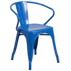 Flash Furniture – Chaise en métal avec accoudoirs pour l’intérieur et l’extérieur, bleu (CH31270BL)-Capacité de poids de 500 lb