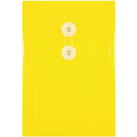 JAM Paper Enveloppes en plastique avec fermeture à bouton et ficelle, 6 1/4 x 9 1/4 po, jaunes, paq./12-jaunes