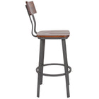 Flash Furniture – Tabouret de bar, série Flint, en noyer rustique avec siège et dossier en bois et cadre au fini poudré gris-Capacité de poids de 500 lb
