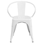 Flash Furniture White Metal Indoor-Outdoor Chair with Arms-Stackable Bistro Style Chair