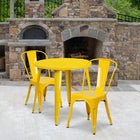Ensemble avec table ronde en métal jaune et 2 sièges de bistro, intérieur/extérieur, 30 po [CH-51090TH-2-18CAFE-YL-GG]-30 larg. x 30 prof. x 29,50 haut. (po)