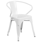 Flash Furniture White Metal Indoor-Outdoor Chair with Arms-500 lb. Weight Capacity