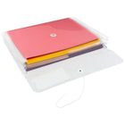 JAM Paper 12 enveloppes en plastique à ferm. à bouton et ficelle, séparateurs, 10 1/2 x 11 3/4 x 1 1/2 (po), claires-Ouverture : livret