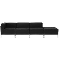 Flash Furniture – Mobilier modulaire HERCULES Imagination, chaises et pouf, cuir noir, 4 modules (ZBIMAGSET9)-Cuir reconstitué noir