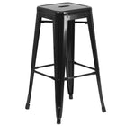 Ensemble de table de bar ronde en métal noir avec 2 tabourets carrés, intérieur/extérieur, 30 po (CH-51090BH-2-30SQST-BK-GG)-4