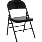 Flash Furniture – Chaise pliante en métal Hercules avec tissu, 4 charnières et 3 renforts, noir, paq./4-Ensemble de 4 chaises pliantes en métal