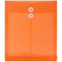 JAM Paper Enveloppes avec fermeture à bouton en plastique et ficelle, 9 3/4 x 11 3/4 po, orange vif, paquet de 12-Orange vif