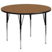 Flash Furniture – Table d’activités ronde à surface en stratifié de 60 po, pattes standard à hauteur réglable, chêne-Stratifié fini chêne