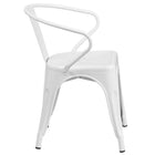 Flash Furniture White Metal Indoor-Outdoor Chair with Arms-Stacks up to 8 Chairs High