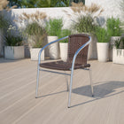 Flash Furniture – Chaise empilable commerciale en rotin brun foncé, int/ext, tubulure aluminium (TLH020)-Cadre en aluminium