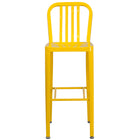 Tabouret de bar en métal avec dossier à lattes verticales, intérieur/extérieur, hauteur de 30 po, jaune (CH-61200-30-YL-GG)-Tabouret de bar moderne style industriel