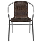 Flash Furniture – Chaise empilable commerciale en rotin brun foncé, int/ext, tubulure aluminium (TLH020)-Chaise de café empilable