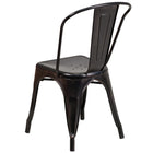 Flash Furniture Black-Antique Gold Metal Indoor-Outdoor Stackable Chair-Curved Back with Vertical Slat
