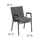 Flash Furniture HERCULES Series Heavy Duty Fabric Stack Chairs with Arms - Grey - 4 Pack-Cherry Capped Arms