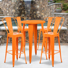 Ensemble de table de bar ronde 24 po en métal orange avec 4 tabourets à café, intérieur/extérieur [CH-51080BH-4-30CAFE-OR-GG]-24 larg. x 24 prof. x 41 haut. (po)