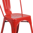 Flash Furniture - Chaise empilable en métal pour l'intérieur/l'extérieur, revêtement en poudre rouge (CH31230RED)-Trous de drainage dans le siège