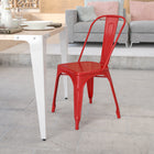Flash Furniture - Chaise empilable en métal pour l'intérieur/l'extérieur, revêtement en poudre rouge (CH31230RED)-Structure en acier galvanisé
