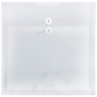 JAM Paper Enveloppes originales avec fermeture à bouton en plastique et ficelle, 13 x 13 po, transparent, paquet de 12-Transparent