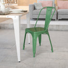 Flash Furniture – Chaise empilable pour l’intérieur et l’extérieur, métal, vert (CH31230GN)-Structure en acier galvanisé