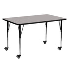 Flash Furniture – Table d’activités mobile, hauteur ajustable, surface en stratifié de 60 x 24 x 1,25 po, gris (XUA2460RECGYHAC)-Gris/fini chromé, placage en stratifié, acier