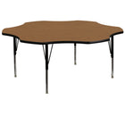 Flash Furniture 60" Flower Oak Thermal Laminate Activity Table - Height Adjustable Short Legs-Flower Shaped Activity Table