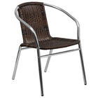 Flash Furniture – Chaise empilable commerciale en rotin brun foncé, int/ext, tubulure aluminium (TLH020)-S'empile jusqu'à 20 chaises de hauteur
