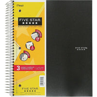 Five Star 3-Subject Premium Notebook With Perforated Pages, 11" x 8-1/2", Assorted Colours, 300 Pages-Ruled, 3-hole punched, premium paper designed for durability