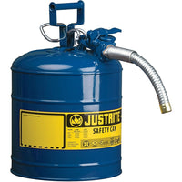Justrite Type II AccuFlow Safety Cans, 5/8", 1 Gal, Blue-AccuFlow™ exclusive Safe-Squeeze® trigger mechanism allows for smooth flow and accurate pouring
