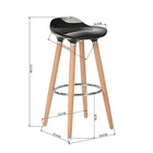 FurnitureR - en bois de h tre avec repose-pieds en chrome, JASIMINE noir, Set de 2-Hauteur de montage