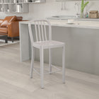 Tabouret de comptoir en métal à dossier à lattes verticales, intérieur/extérieur, hauteur de 24 po, argenté (CH-61200-24-SIL-GG)-7