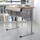 Flash Furniture – Table à dessin ajustable avec structure en étain, cerisier-Le plateau incurvé contient les plans de construction, les œuvres d'art ou les fournitures.