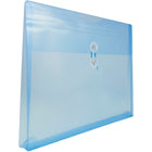 JAM Paper Enveloppes en plastique fini métallique avec fermeture à bouton et ficelle, 9 3/4 x 13 po, bleues, 12/paquet-Ouverture : livret