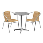 Flash Furniture – Table ronde de 23,5 po en aluminium avec 2 chaises en rotin beige, int/ext (TLH-ALUM-24RD-020BGECHR2-GG)-2 places