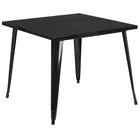 Table carrée en métal de 35,5 po pour intérieur/extérieur, noir (CH-51050-29-BK-GG)-Table de café en métal