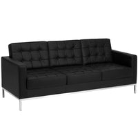 Flash Furniture – Divan contemporain en cuir série Hercules Lacey avec pattes en inox, noir-Les coussins en mousse offrent une haute résilience