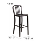 Tabouret de bar en métal de 30 po à dossier à lattes verticales, intérieur/extérieur, noir antique et or (CH-61200-30-BQ-GG)-8