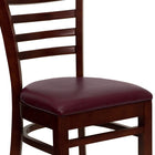 Chaise de restaurant HERCULES en bois à traverses horizontales, fini acajou, siège en vinyle bourgogne (XUDGW5LADMAHBUV)-Siège rembourré en mousse épaisse de 2.5 pouces