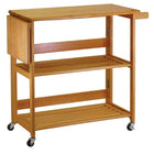 Winsome - Chariot pliable en bois, chêne clair (34137)-Les tablettes en lattes et côtés ouverts offrent une apparence légère et spacieuse