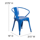 Flash Furniture – Chaise en métal avec accoudoirs pour l’intérieur et l’extérieur, bleu (CH31270BL)-Structure en acier galvanisé