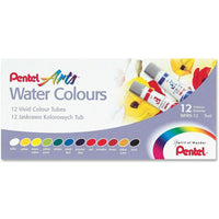 Pentel Watercolour Paint Set, Assorted, 12/Pack-Rich, dramatic colours spread and blends easily