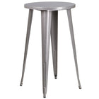 Ensemble de table bar ronde en métal argenté avec 4 tabourets à café, intérieur/extérieur, 24 po [CH-51080BH-4-30CAFE-SIL-GG]-Revêtement thermolaqué argenté