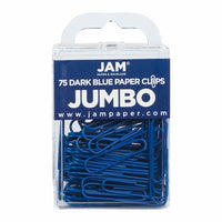 JAM Paper Colored Jumbo 2" Paper Clips - Dark Blue - 3 Packs of 75-Color: Dark Blue