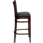 Flash Furniture – Tabouret de bar/restaurant Hercules en bois de noyer, dossier à traverses horizontales, assise en vinyle noir-Conception à dossier échelle